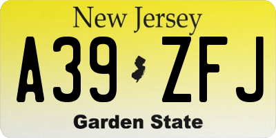 NJ license plate A39ZFJ