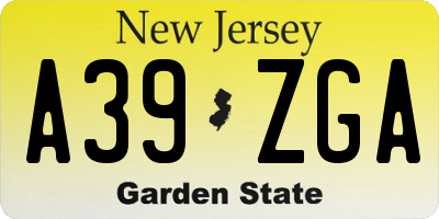 NJ license plate A39ZGA