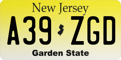 NJ license plate A39ZGD