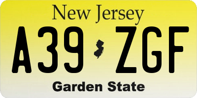 NJ license plate A39ZGF