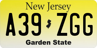 NJ license plate A39ZGG