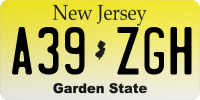 NJ license plate A39ZGH