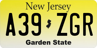 NJ license plate A39ZGR