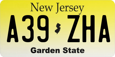 NJ license plate A39ZHA