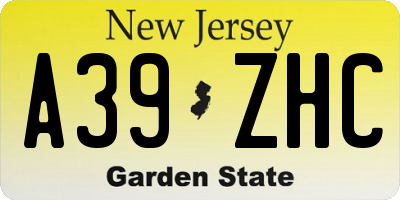 NJ license plate A39ZHC