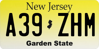 NJ license plate A39ZHM