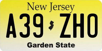 NJ license plate A39ZHO