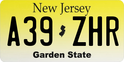 NJ license plate A39ZHR