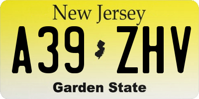 NJ license plate A39ZHV
