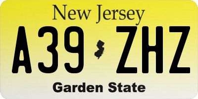 NJ license plate A39ZHZ