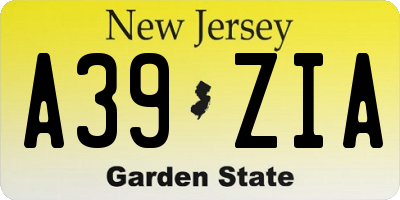 NJ license plate A39ZIA