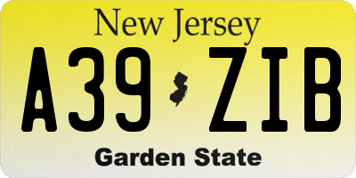 NJ license plate A39ZIB