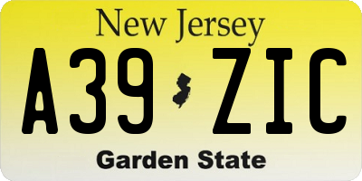 NJ license plate A39ZIC