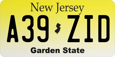NJ license plate A39ZID