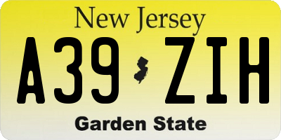 NJ license plate A39ZIH