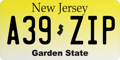 NJ license plate A39ZIP