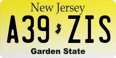 NJ license plate A39ZIS