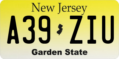 NJ license plate A39ZIU