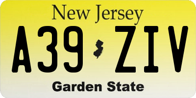NJ license plate A39ZIV