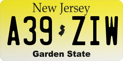 NJ license plate A39ZIW
