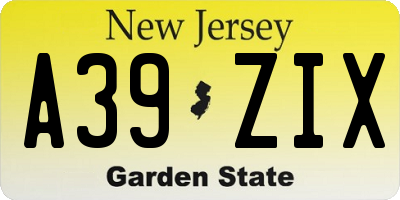 NJ license plate A39ZIX