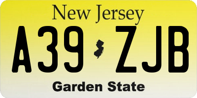 NJ license plate A39ZJB