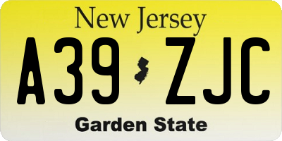 NJ license plate A39ZJC