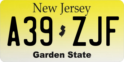 NJ license plate A39ZJF