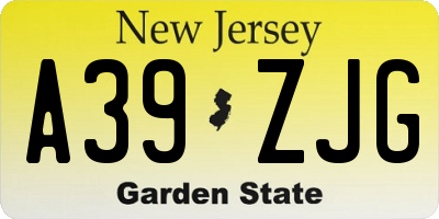 NJ license plate A39ZJG