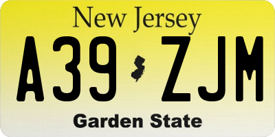 NJ license plate A39ZJM