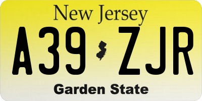 NJ license plate A39ZJR