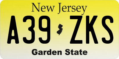 NJ license plate A39ZKS