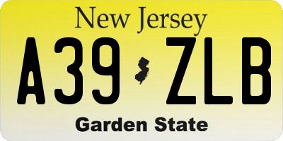 NJ license plate A39ZLB