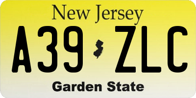 NJ license plate A39ZLC