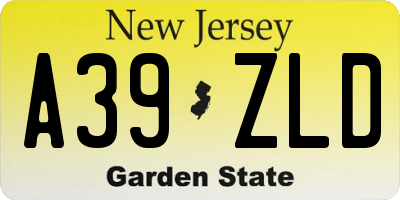 NJ license plate A39ZLD