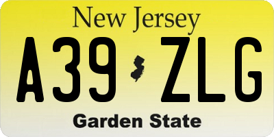 NJ license plate A39ZLG