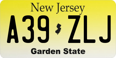 NJ license plate A39ZLJ