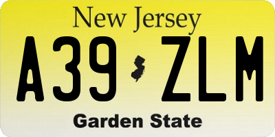 NJ license plate A39ZLM