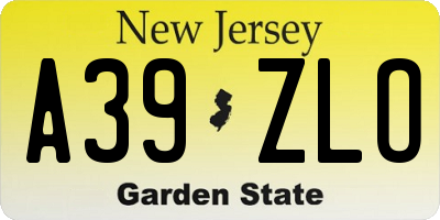 NJ license plate A39ZLO