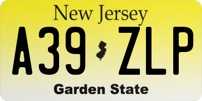 NJ license plate A39ZLP