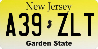 NJ license plate A39ZLT