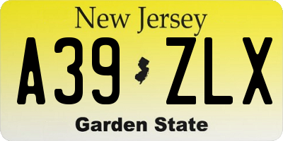 NJ license plate A39ZLX