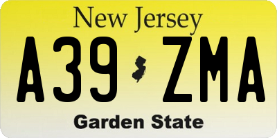 NJ license plate A39ZMA