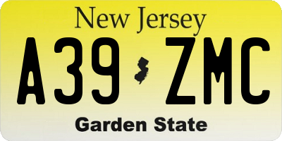 NJ license plate A39ZMC