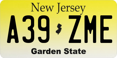 NJ license plate A39ZME