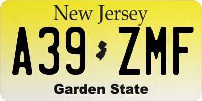 NJ license plate A39ZMF