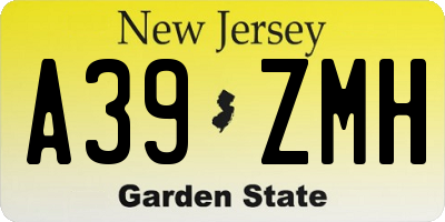 NJ license plate A39ZMH