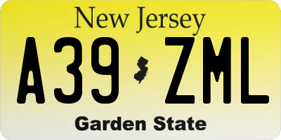 NJ license plate A39ZML