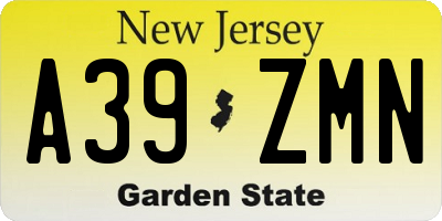 NJ license plate A39ZMN