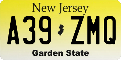 NJ license plate A39ZMQ